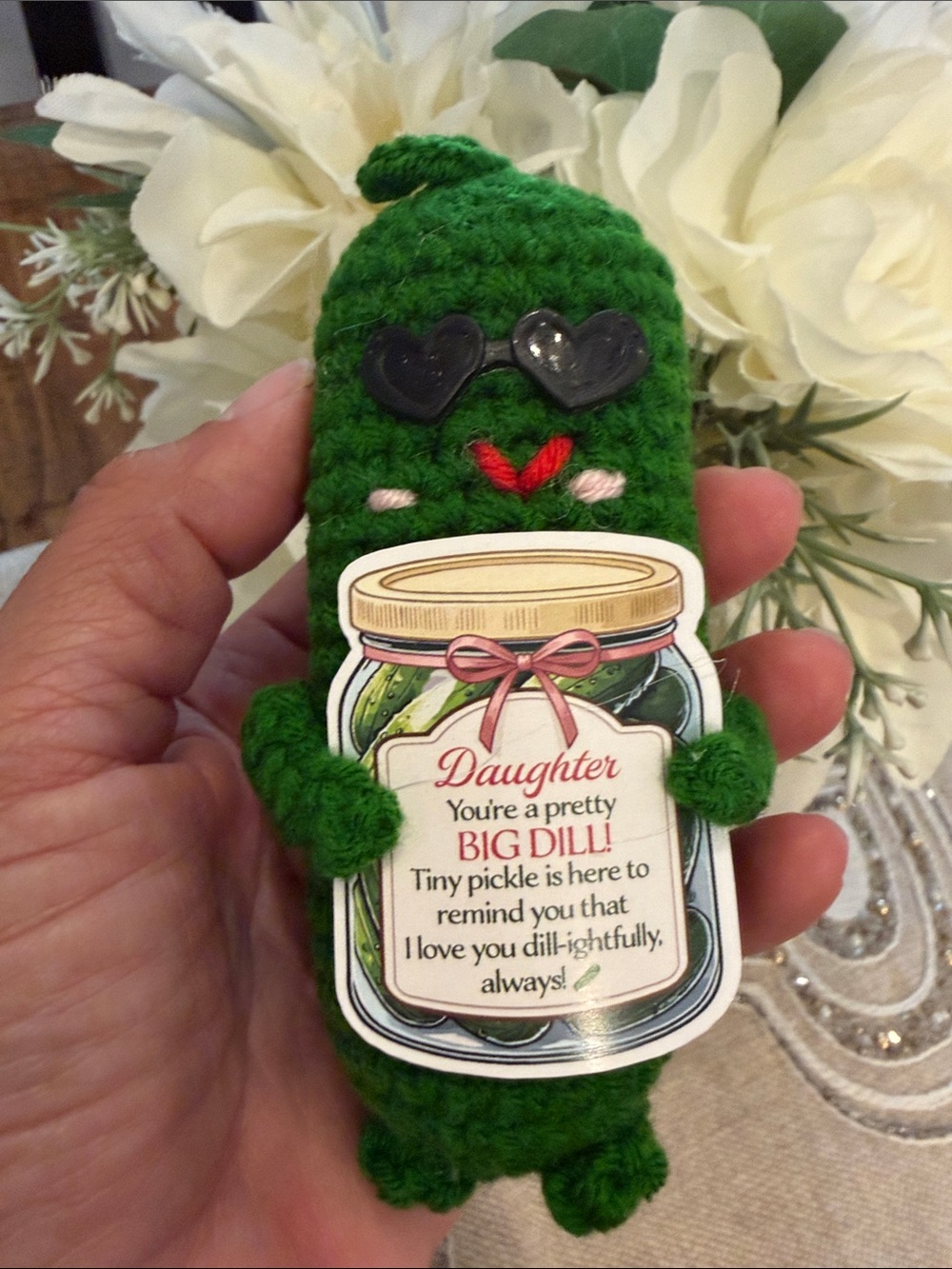 Crocheted Pickle Plush with Sunglasses For daughter - Picture 8 of 9